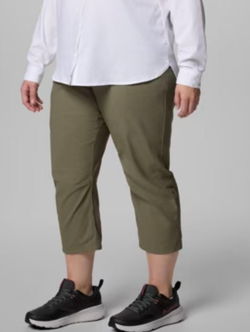 Northern Reflection Women's Capri Pants Cotton Olive Green Stretch Knee Plus Sze